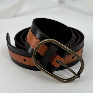 Anthropologie Genuine Leather Color Block Oval Buckle Belt, Size 3X.